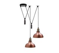 LEDSone Lampada a sospensione a forma di ragno a 2 teste, paralume in metallo da 29 cm, cavo regolabile da 195 cm, lampadina Edison vintage da 60 W E27 (Rame)