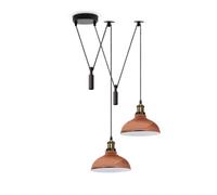 LEDSone Lampada a sospensione a forma di ragno a 2 teste, paralume in metallo da 29 cm, cavo regolabile da 195 cm, lampadina Edison vintage da 60 W E27 (Oro rosa)
