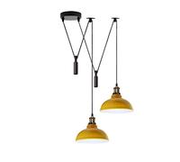 LEDSone Lampada a sospensione a forma di ragno a 2 teste, paralume in metallo da 29 cm, cavo regolabile da 195 cm, lampadina Edison vintage da 60 W E27 (Giallo)