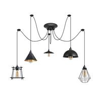 LEDSone Lampada a sospensione a forma di ragno a 5 teste, altezza regolabile, gabbia metallica da 60 W, attacco E27, 110 - 240 V, lampada a sospensione (con lampadina)