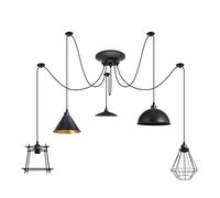 LEDSone Lampada a sospensione a forma di ragno a 5 teste di ragno, regolabile in altezza, gabbia metallica da 60 W, attacco E27, 110-240 V, lampada a sospensione (senza lampadina)