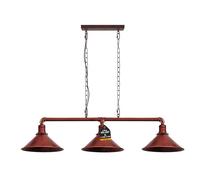 LEDSone Lampada a sospensione industriale 3 vie, paralume nero, tubo dell'acqua in metallo, attacco luce vintage, confezione da 2 (Rustic Red)