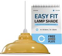 LEDSone Lampada a sospensione industriale in metallo vintage facile da montare con base E27 gialla, paralume in metallo da 32 cm con piastra riduttrice