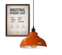 LEDSone Lampada a sospensione industriale retrò vintage lampadario lampada illuminazione da soffitto paralume in metallo per ristorante soggiorno camera da letto cucina bar corridoio (Arancia)