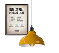 LEDSone Lampada a sospensione industriale retrò vintage lampadario lampada illuminazione da soffitto paralume in metallo per ristorante soggiorno camera da letto cucina bar corridoio (Giallo)