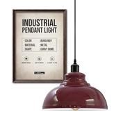 LEDSone Lampada a sospensione industriale retrò vintage lampadario lampada illuminazione da soffitto paralume in metallo per ristorante soggiorno camera da letto cucina bar corridoio (Borgogna)