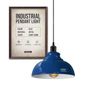 LEDSone Lampada a sospensione industriale retrò vintage lampadario lampada illuminazione da soffitto paralume in metallo per ristorante soggiorno camera da letto cucina bar corridoio (blu navy)