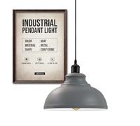 LEDSone Lampada a sospensione industriale retrò vintage lampadario lampada illuminazione da soffitto paralume in metallo per ristorante soggiorno camera da letto cucina bar corridoio (Grigio)