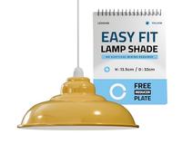 LEDSone Lampada a sospensione industriale vintage Easy Fit con paralume in metallo e piastra di riduzione (E27), per camera da letto e soggiorno (Giallo)