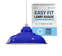 LEDSone Lampada a sospensione industriale vintage Easy Fit con paralume in metallo e piastra di riduzione (E27), per camera da letto e soggiorno (Blu navy)