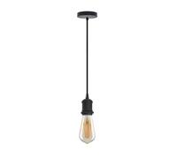 LEDSone Lampada a sospensione industriale vintage regolabile con attacco E27, cavo da soffitto da 10 cm, struttura in metallo per cucina, soggiorno, bar (1M - Nero (con lampadina))