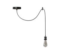 LEDSone Lampada a sospensione industriale vintage regolabile con attacco E27, cavo da soffitto da 10 cm, struttura in metallo per cucina, soggiorno, bar (2M - Nero (con lampadina))