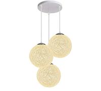LEDSone Lampada a sospensione moderna da soffitto con paralume in rattan color crema decorativo a 3 teste