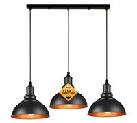 LEDSone Lampada a sospensione moderna, semplice, a tre vie, nera, curva, rettangolare in metallo, da 50 cm, per ristorante, ufficio e sala da pranzo
