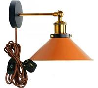 LEDSone Lampada da parete 1 lampadina E27 vintage lampada da parete in design industriale lampada retrò metallo nero paralume per interni loft lampade da parete (Arancia)