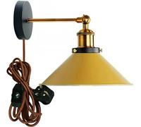 LEDSone Lampada da parete 1 lampadina E27 vintage lampada da parete in design industriale lampada retrò metallo nero paralume per interni loft lampade da parete (Giallo)