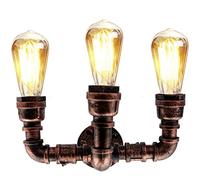 LEDSone Lampada da parete in metallo stile vintage retrò industriale Steampunk, stile rustico, per camera da letto, cucina, bar, pub, fattoria, lampada E27 UK (Rustic Red-Trident Style)