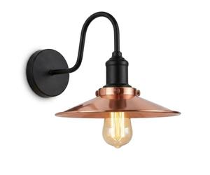 LEDSone Lampada da parete in rame con braccio a collo di cigno e attacco E27 (confezione da 1)