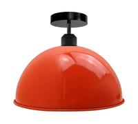 LEDSone Lampada da soffitto in stile industriale vintage semi incassato, lampada da soffitto in metallo a forma di cupola, paralume arancione, attacco E27 UK (arancione)