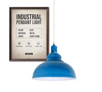 LEDSone Lampadario a sospensione a cupola, stile vintage, 95 cm, regolabile, in metallo, blu, per case, ristoranti, bar, uffici e spazi eleganti