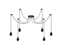 LEDSone Lampadario a sospensione a forma di ragno industriale a 2 bracci - Lampada da soffitto fai da te regolabile nera con luci sospese per cucina, sala da pranzo (6 vie + lampadina)