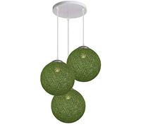 LEDSone Lampadario decorativo moderno con paralume in rattan Lampada a sospensione a 3 vie e 3 teste Decorazione domestica (Verde)