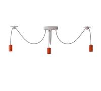 LEDSone Lampadario industriale Edison a 3 teste E27, regolabile, a forma di ragno, con attacco a soffitto (Arancione)
