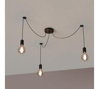 LEDSone Lampadario industriale Edison a 3 teste E27, regolabile, a forma di ragno, con attacco a soffitto (Nero)