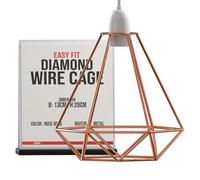 LEDSone Modern Geometric Diamond Pendant Ceiling Light Lampshade Metal Wire Cage Lampshade for Living Room, Restaurants (Oro rosa)