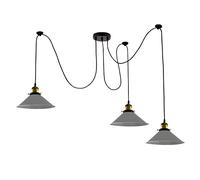 LEDSone Moderna lampada da soffitto a forma di ragno con teste di ragno a forma di ragno a grappolo di paralume grigio a forma di cono intrecciato per illuminazione a sospensione (3 teste, senza