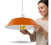 LEDSone Paralume da soffitto in metallo retrò, facile da montare, moderno, arancione, 36 cm, per camera da letto industriale E27, paralume rustico da soffitto a sospensione