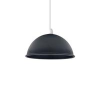 LEDSone Paralume industriale da soffitto, 30 cm, facile da montare, in metallo, a cupola, paralume per camera da letto, cucina (piastra riduttore gratuita) (nero)
