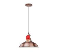 LEDSone Paralume per lampada da soffitto a sospensione in metallo e rame, paralume industriale con scanalatura per fienile, con attacco E27 per casa, ristorante, ufficio (rame)