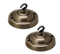 LEDSone Placca con gancio per rosone da soffitto, vintage, in ottone verde metallo, 10,5 cm, confezione da 2 pezzi, antico singolo attacco laterale esterno con accessori per lampadari, lampade a