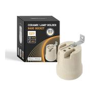 LEDSone Portalampada in ceramica e porcellana, attacco E26 E27 Edison a vite, portalampada vintage in ceramica per lampadine alogene, a incandescenza, lampadine a LED, confezione da 3