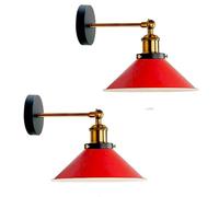 LEDSone Retro Modern Wall Light Lamps, Metal Swing Adjustable E27 Wall Mount Sconce, Vintage Industrial Indoor Reading Lamp for Bedside, Living Room & Kitchen (Rosso)