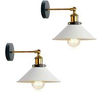 LEDSone Retro Modern Wall Light Lamps, Metal Swing Adjustable E27 Wall Mount Sconce, Vintage Industrial Indoor Reading Lamp for Bedside, Living Room & Kitchen (Bianco)