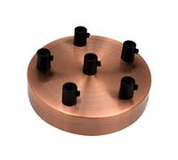LEDSone Rosone da soffitto a 6 uscite, colore rame, perfetto per cavo flessibile in tessuto, 120 mm, piastra di montaggio in metallo con accessori per lampada da soffitto e da parete (6 uscite)