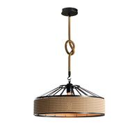 LEDSone Vintage Industrial Hemp Rope Pendant Light con gabbia di ferro, illuminazione rustica da fattoria E27 per ristorante, camera da letto (40cm Hemp)