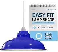 LEDSone Vintage Industrial Pendant Light Easy Fit with Metal Lampshade with Reduction Plate (E27) for Bedroom Living Room (Blu navy)