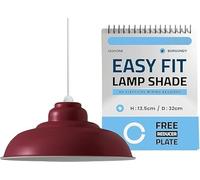LEDSone Vintage Industrial Pendant Light Easy Fit with Metal Lampshade with Reduction Plate (E27) for Bedroom Living Room (Borgogna)