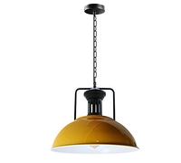 LEDSone Vintage Soffitto Lampada A Sospensione Retrò Industriale Loft Lampadario Luce Italiana Giallo Paralume