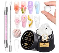 LEDSUUEI - Gel costruttore solido per unghie, trasparente, 3D, multiuso, non appiccicoso, kit di estensione con colla per manicure, saloni, decorazione domestica, strumento fai da te per nail art, 20