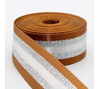 LEDUC Cinturino in Lurex, 65% Poliestere, 35% Cotone, Marrone Argento (col 07a), 5m x 38mm