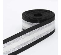 LEDUC Cinturino in Lurex, 65% Poliestere, 35% Cotone, Nero Argento (col 02a), 5m x 38mm