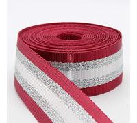 LEDUC Cinturino in Lurex, 65% Poliestere, 35% Cotone, Rosso Argento (col 03a), 5m x 38mm