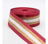 LEDUC Cinturino in Lurex, 65% Poliestere, 35% Cotone, Rosso Oro (col 03), 5m x 38mm