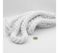 LEDUC Cordino in cotone rotondo, 3 metri, 20 mm, corda intrecciata con anima in cotone naturale, ideale per fai da te, cucito, multiuso, 20 mm, bianco