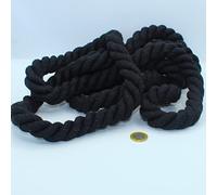 LEDUC Cordino in cotone rotondo, 3 metri, 20 mm, corda intrecciata con anima in cotone naturale, ideale per fai da te, cucito, versatile 20 mm, nero