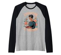 Leducazione Divertente è libertà dicendo Donne Nere con Lettore Floreale Maglia con Maniche Raglan
